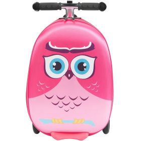 VEVOR Ride-on Luggage 20-inch Kids Scooter Suitcase with Flash Wheels Pink