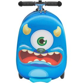 VEVOR Ride-on Luggage 20-inch Kids Scooter Suitcase with Flash Wheels Blue