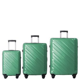 3-Piece Luggage Sets (20", 24", 28"), Suitcase with Wheels, Hardside Suitcase With Four Spinner Wheels and Scratch-Resistant Surface, Green