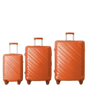 3-Piece Luggage Sets (20", 24", 28"), Suitcase with Wheels, Hardside Suitcase With Four Spinner Wheels and Scratch-Resistant Surface, Orange