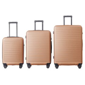 Luggage Sets ABS Hardshell 3pcs Luggage, Lightweight Durable Suitcase sets Spinner Wheels Suitcase with TSA Lock 20''24''28'' Available(Brown)