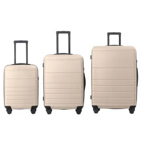 Luggage Sets ABS Hardshell 3pcs Luggage, Lightweight Durable Suitcase sets Spinner Wheels Suitcase with TSA Lock 20''24''28'' Available(Beige)