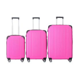 3-Piece Lightweight ABS Hardshell Luggage Set (20", 24", 26") in Honey Powder with Spinner Wheels, TSA Lock