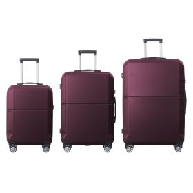 PURPLE 3-Piece Premium ABS Luggage Set-20", 24", and 28" Suitcases with Multi-Position Handle, Silent Spinner Wheels, and TSA-Approved Lock-Durab