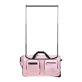 29 Inch Dance Bag with Garment Rack Rolling Duffle with Wheels for Travel Pink