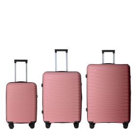 3-Piece Luggage Sets (20", 24", 28"), Suitcase with Wheels, Hardside Suitcase With Four Spinner Wheels and Scratch-Resistant Surface, Pink
