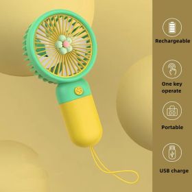 1 Pcs Handheld Fan Mini Personal USB Fan With Bracket, Rechargeable, Cute Flower Fruit Shape Portable Hand Held Fan (Color: Yellow Flower)
