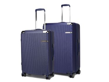 MKF Collection Tulum Large and Extra Large Check-in Spinner with TSA Security Lock by Mia k (Color: Navy, Material: Polycarbonate)