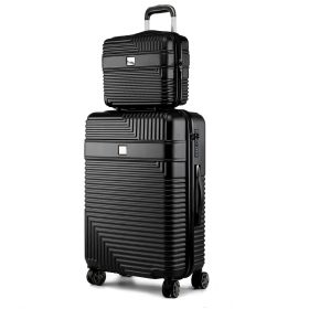 MKF Collection Mykonos Luggage Set with a Medium Carry-on and Small Cosmetic Case by Mia K (Color: Black, Material: Polycarbonate)